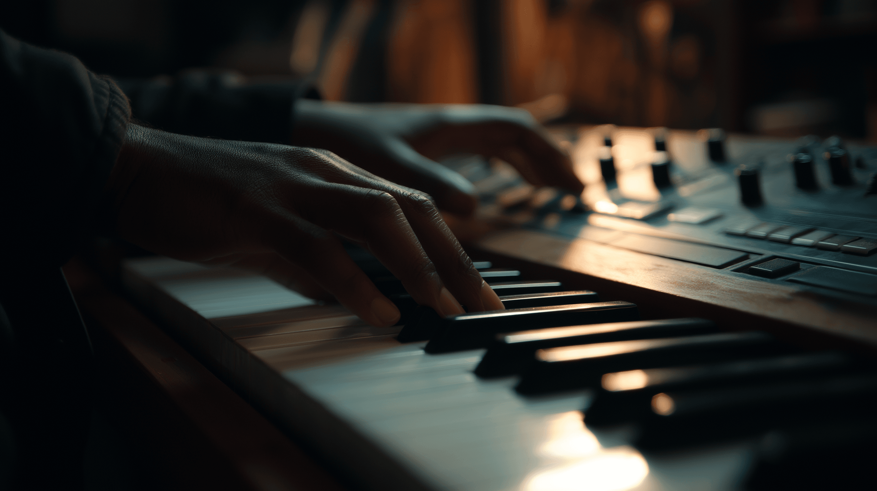 Hands playing keyboard